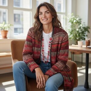 Rafaella Cardigan and Necklace Sz PM EUC